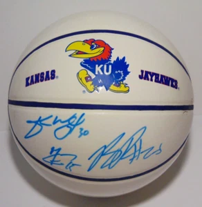 2007 JULIAN WRIGHT MARIO CHALMERS BRANDON RUSH KANSAS JAYHAWKS SIGNED BASKETBALL - Picture 1 of 20