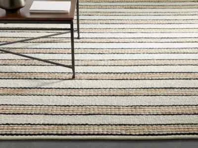 High Quality Striped Jute Rugs Handmade Black, Gold & White Jute Bohemian Handwo - Image 1 of 4
