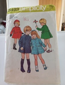Vintage Dressmaking Pattern Simplicity 5493 Child's Traditional Coat Chest 22" - Picture 1 of 5
