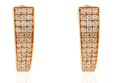 1.68ct Natural Round Diamond 14k Solid Rose Gold Wedding Hoops Earrings - Image 1 of 4