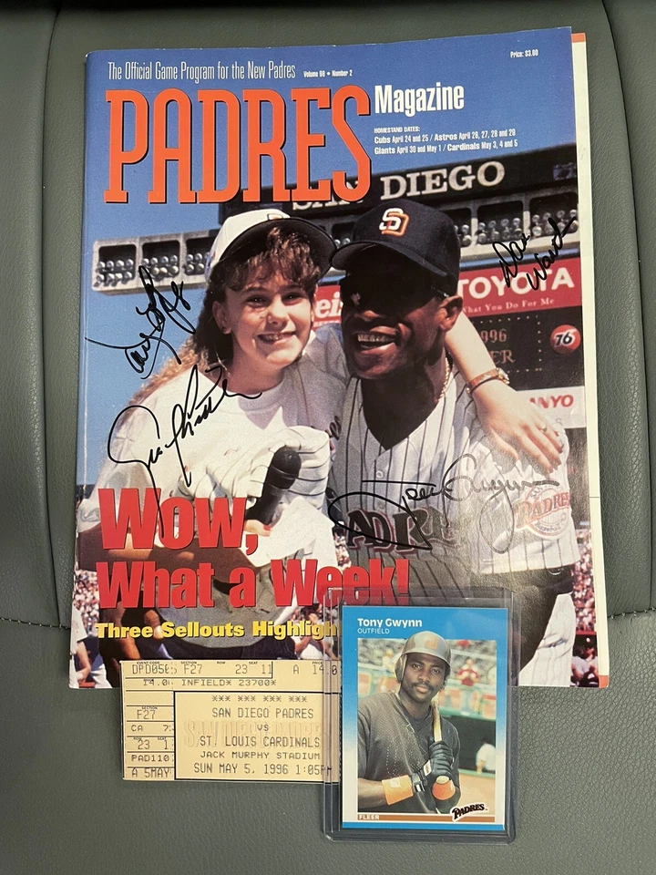 TONY GWYNN SIGNED OFFICIAL GAME PROGRAM SAN DIEGO PADRES (FROM MAY 5, 1996) - Image 1 of 1