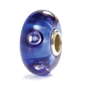 Trollbeads Elfenbeads 925 Sterling Silber Kern Glas Bead KLAR BLAU BUBBLES - Bild 1 von 1