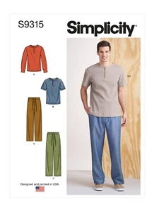 SIMPLICITY 9315 MEN'S KNIT TOPS & PANTS Sewing Pattern Sizes XS - XXL Skill EASY - Picture 1 of 10