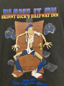 Blame It On Skinny Dick's Halfway Inn T-Shirt SZ L Black w Graphic Men's - Picture 1 of 9