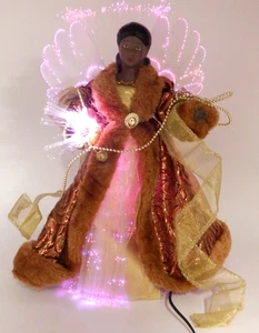 Árbol de Navidad afroamericano adorno de ángel negro luces LED de fibra óptica - Imagen 1 de 20