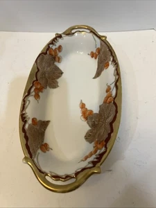 Nippon Japan Hand Painted Oval Dish Grapes Gold Trim 9" Vtg. TE-OH - Picture 1 of 8