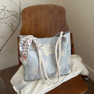 Silk Scarf Style Floral Nylon Bag With Magnetic Clo For Daily Use Women - Image 1 of 4