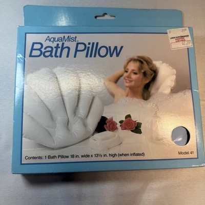 Vintage 1980s Inflatable Bath Tub Pillow AquaMist White Made in USA Model 41 NOS - Image 1 of 4