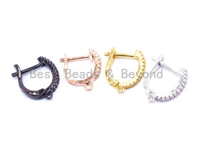 1 par, CZ Micro Pave Latch Back Pendiente Alambres Ganchos, Palanca b Foto 1 de 4