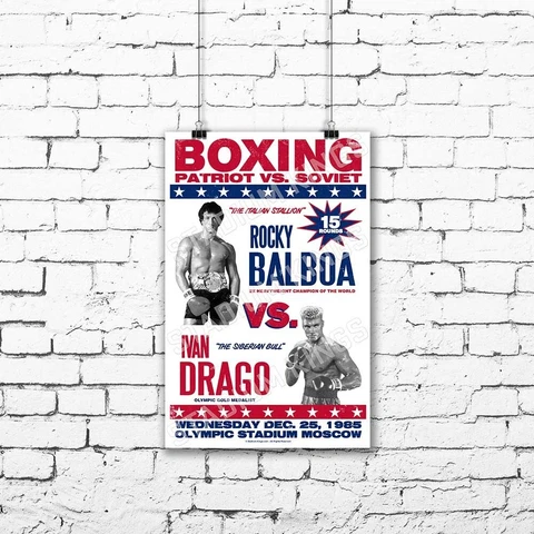 Rocky Balboa vs. Ivan Drago Fight Concept Boxing Poster - 11x17 inches Cover