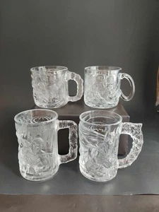 McDonalds Batman Forever Glass Mugs 1995 Complete Set of 4 Vintage - Picture 1 of 10