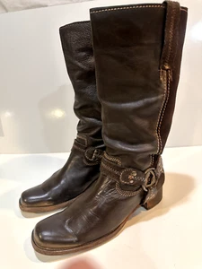 Bed Stu Women's Brown Leather Harness Riding Boots Size 8.5 M - Picture 1 of 7
