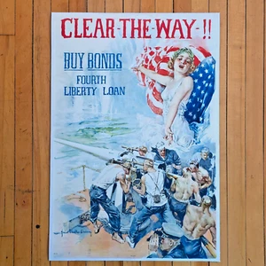 Clear The Way (1918) Kriegsplakat 1. Weltkrieg | Howard Chandler Christy Kunst | Leinenrücken - Bild 1 von 5