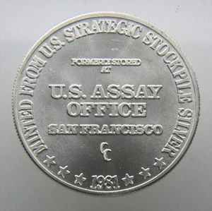 1 oz Silver Round .999 Fine - Vintage 1981 U.S. Assay Office San Francisco - Bild 1 von 2