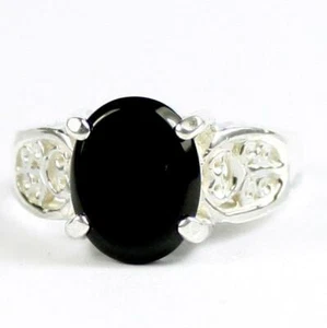 925 Sterling Silver Ladies Ring, Black Onyx, SR369 - Picture 1 of 5