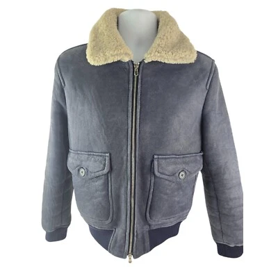 Chaqueta Bomber Tallada Gamuza Cuero Piel de Oveja Cremallera Completa 48 S/M Italia Foto 1 de 4