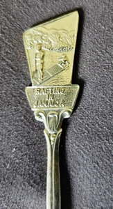 VINTAGE EDELSTAHL 4,5" SAMMLERSTÜCK SOUVENIRLÖFFEL - JAMAIKA MIT RAFTING - Bild 1 von 3