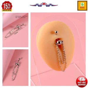 BELLY BAR SURGICAL STAINLESS STEEL Double Navel Bar Button Ring Belly Bar New UK - Picture 1 of 10