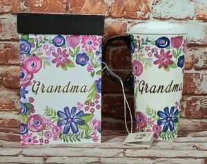 Nueva en caja 500 ml taza de viaje de cerámica estampado floral abuela caja floral a juego - Imagen 1 de 3