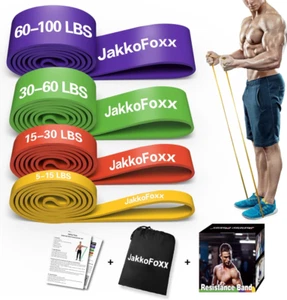 Resistance Bands Set, 4 Pull Up Bands for Men & Women |Portable Exercise Workout - Picture 1 of 5