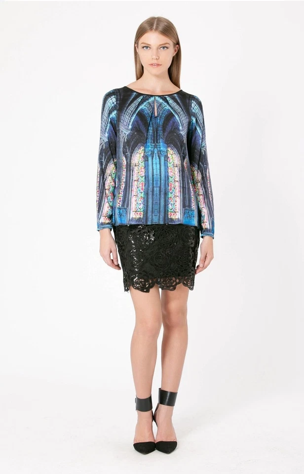 Hale Bob Black Floral Lace Pencil Skirt | Sequin XS NWT 3LAL4860 * Foto 1 de 3
