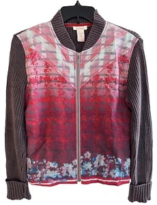 Sundance Southwestern Floral Sweater Silk Bomber Jacket Womens M - Picture 1 of 3