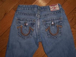 WOMEN'S TRUE RELIGION WORLD TOUR RAINBOW JOEY DENIM JEANS W 26" L 33" SWEET - Picture 1 of 1