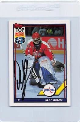1991/92 Topps #290 Olaf Kolzig Capitals Signed Auto *J7164 - Image 1 of 2