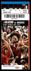 Portland Trail Blazers vs. Golden State Warriors 23. Oktober 2001 Ticket Stub - Bild 1 von 2