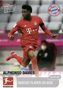 Topps Now Bundesliga #198 2020 Alphonso Davies jugador más rápido de la Bundesliga - Imagen 1 de 2