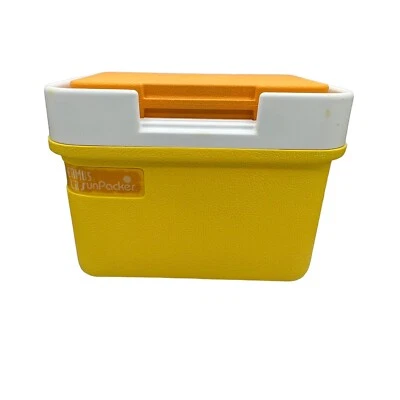 Fiambrera vintage termo Lil SunPacker enfriador cofre de hielo amarillo naranja modelo 7710 Foto 1 de 4