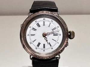 ANTICO OROLOGIO TRENCH 31,5mm UOMO DONNA ARGENTO 800 SVIZZERO O FRANCIA SENZA MARCHIO - Foto 1 di 11