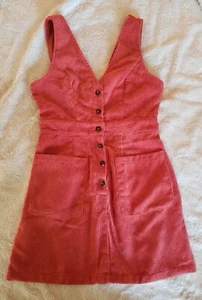 Shein Juniors Sz Small Rust Corduroy Button Overall Dress NWOT - Picture 1 of 8