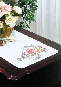 Stamped Embroidery ~ Tobin / Design Works Basket Floral Dresser Scarf #T231063 - Picture 1 of 4