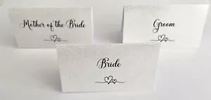 Personalised Place Cards, Table Name Cards for Weddings - Parties White or Ivory - Picture 1 of 4