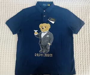 Polo Ralph Lauren Blue Big Graphic Polo Tuxedo Martini Bear Polo Size XL NWT - Picture 1 of 5