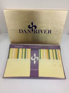 Dan Rivers Kissenbezüge Neu im Karton 70er Jahre Gelb Grün Gold 2er Set Musselin - Bild 1 von 4