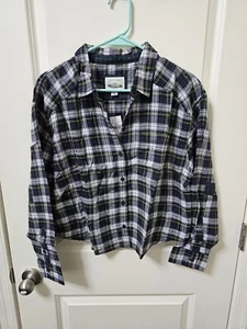 American Eagle shirt Women's Size Medium long sleeve plaid button up shirt NWT - Picture 1 of 5