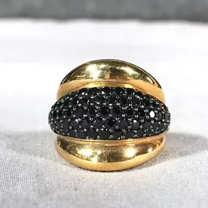 HSN Bellezza Pave schwarzer Spinell gerippt Kuppel polierte Bronze Cocktail Ring Größe 8 - Bild 1 von 12