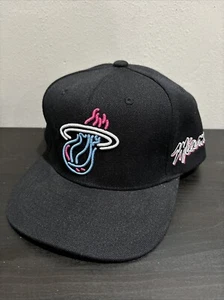 Mitchell & Ness Miami Heat Snapback Hat Cap "Neon Vice" Black New - Picture 1 of 12