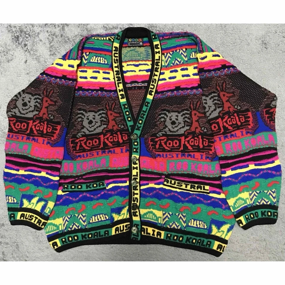 COOGI Pure Wool Knitted Sweater Cardigan 3D Knit Unisex M RooKoala Australia - Image 1 of 4