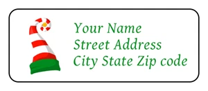 30 Christmas personalized return address labels stickers tags Elf Hat - Picture 1 of 2