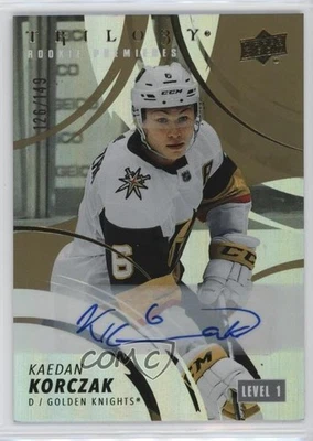 2022 Upper Deck Trilogy Premieres Gold /149 Kaedan Korczak #177 Rookie Auto RC - Image 1 of 2