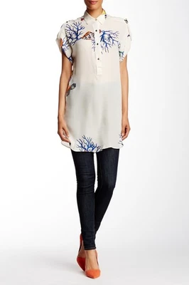 Versace Collection Floral Silk Crepe de Chine Tunic Size 38, US 4 ( 2 ?) - Image 1 of 4