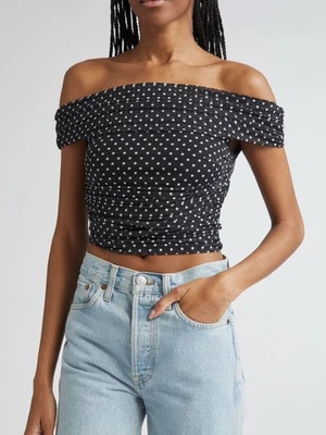 Alice + Olivia (новый с Ярлыками $295) Isadola в горошек с плеча сетки укороченный верхний размер M - Изображение 1 из 4