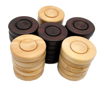 Set of 32 Backgammon Olive Wood Checkers, Handmade in Germany, 35mm - Image 1 of 4