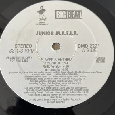 JUNIOR M.A.F.I.A. PLAYER'S ANTHEM 12” Vinyl Record NOTORIOUS B.I.G. Mafia - Image 1 of 2