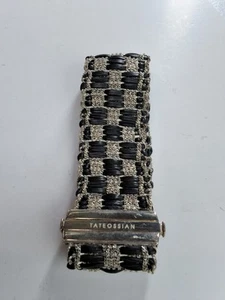 Tateossian Bracelet Multi Strand Italian Black Leather & Silver Tone Chain - Picture 1 of 5