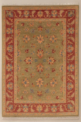 6'2 x 4'0 Hand-Knotted Afghan Wool Rug | Transitional Traditional Floral Design - Image 1 of 4