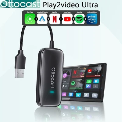 NEW Ottocast Play2Video Ultra Multimedia AIBOX Wireless CarPlay Adapter w/10 APP - Image 1 of 4